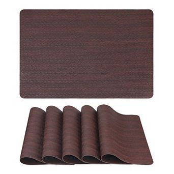 6 Sets Leather Placemats for Kitchen Dining Table Decor Imitation Weaving Table Mat 17.7*11.8 inch