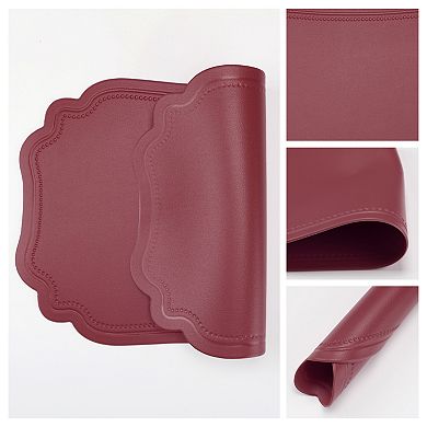 Solid Placemats Set of 6 Leather Placemats for Kitchen Dining Table Decor 17.7*11.8 inch