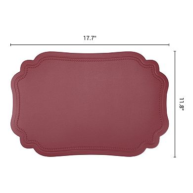 Solid Placemats Set of 6 Leather Placemats for Kitchen Dining Table Decor 17.7*11.8 inch