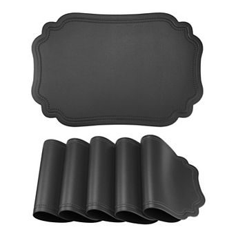 Solid Placemats Set of 6 Leather Placemats for Kitchen Dining Table Decor 17.7*11.8 inch