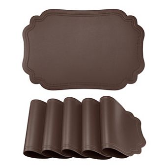 Solid Placemats Set of 6 Leather Placemats for Kitchen Dining Table Decor 17.7*11.8 inch