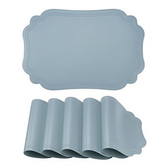 Solid Placemats Set of 6 Leather Placemats for Kitchen Dining Table Decor 17.7*11.8 inch