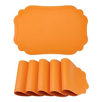 Solid Placemats Set of 6 Leather Placemats for Kitchen Dining Table Decor 17.7*11.8 inch