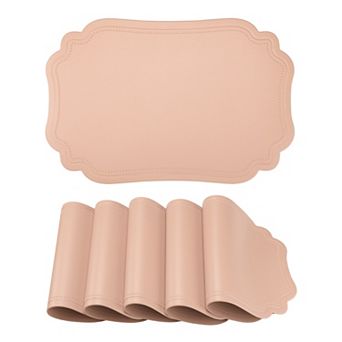 Solid Placemats Set of 6 Leather Placemats for Kitchen Dining Table Decor 17.7*11.8 inch