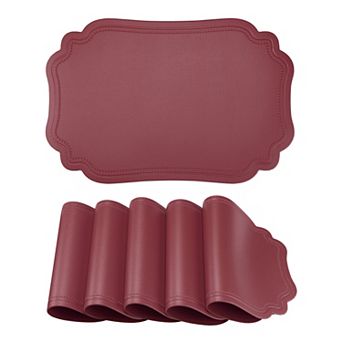 Solid Placemats Set of 6 Leather Placemats for Kitchen Dining Table Decor 17.7*11.8 inch