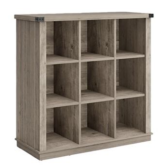 9-Cube Storage Organizer Bookshelf - Farmhouse Horizontal Wood Bookcase
