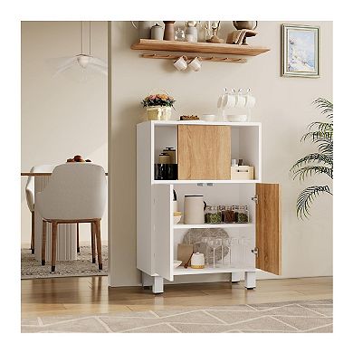 Kitchen Buffet Sideboard Cabinet - Wooden Storage for Bathroom & Kitchen