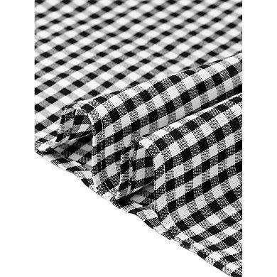 Vintage Gingham Dress for Womens Spaghetti Strap A-Line Flowy Midi Dresses