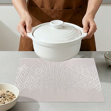 Farmhouse Placemats Set of 6 Placemats for Dining Table Decor with Rhombic Pattern 17.7*11.8 inch