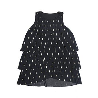 Women's Chiffon Dresses Sleeveless Crewneck Metallic Foil Print Tiered Layered Dress Party Outfits