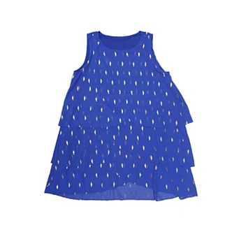 Women's Chiffon Dresses Sleeveless Crewneck Metallic Foil Print Tiered Layered Dress Party Outfits