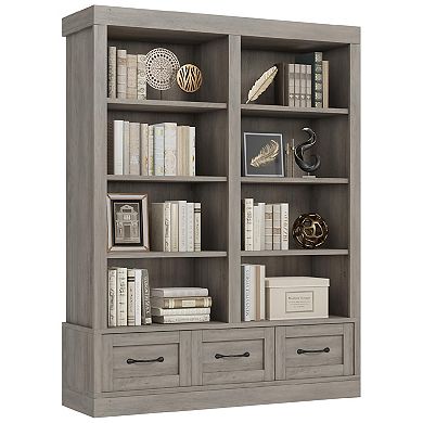 Double Storage Bookshelf - 6-Tier Large Double Wide Shelving Unit