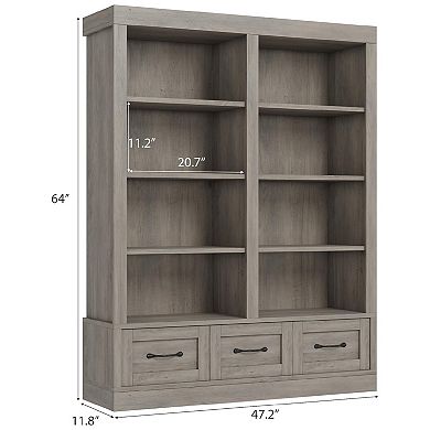 Double Storage Bookshelf - 6-Tier Large Double Wide Shelving Unit