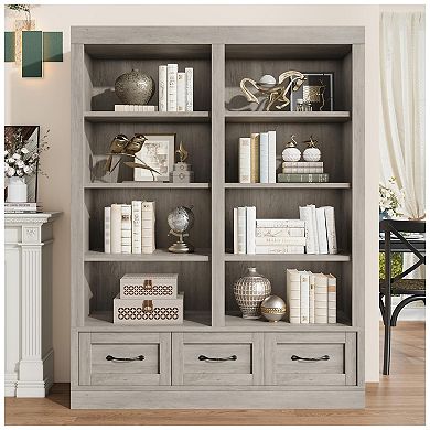 Double Storage Bookshelf - 6-Tier Large Double Wide Shelving Unit