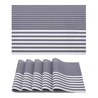 6 Sets Placemats for Kitchen Dining Table Decor Table Placemats with Stripe Pattern 17.7*11.8 inch