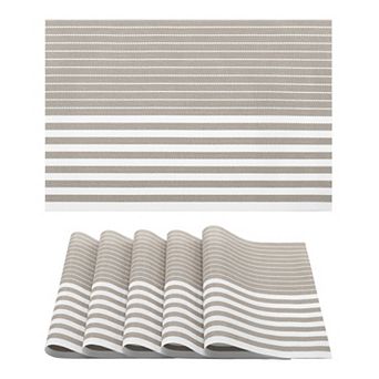 6 Sets Placemats for Kitchen Dining Table Decor Table Placemats with Stripe Pattern 17.7*11.8 inch