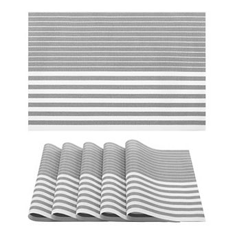 6 Sets Placemats for Kitchen Dining Table Decor Table Placemats with Stripe Pattern 17.7*11.8 inch