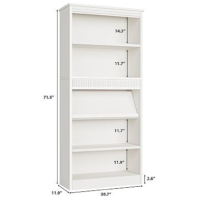 5-Tier Farmhouse Bookshelf - Rustic Vintage Wood Book Shelf