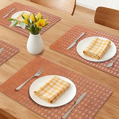 Set of 6 Leather Placemats for Kitchen Dining Table Decor Heat Resistant Table Mat 17.7*11.8 inch