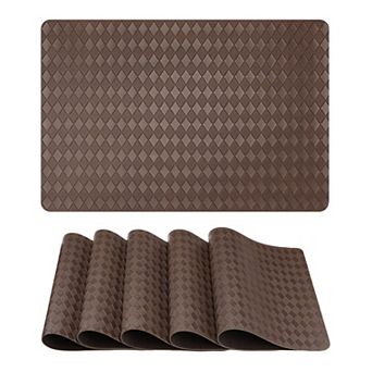 Set of 6 Leather Placemats for Kitchen Dining Table Decor Heat Resistant Table Mat 17.7*11.8 inch