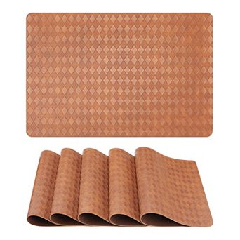 Set of 6 Leather Placemats for Kitchen Dining Table Decor Heat Resistant Table Mat 17.7*11.8 inch