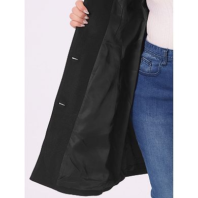 Women's Plus Size Peacoat Peter Pan Collar Cuff Button Waist Single Breasted Long Coats