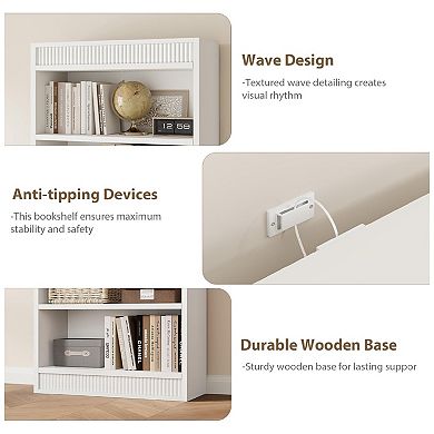 5-Tier Tall Bookshelf - Vintage Wood Shelf with Wooden Base