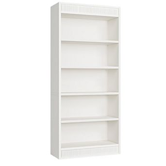 5 tier Tall Bookshelf - Vintage Wood Shelf with Wooden Base