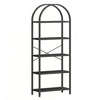 Arched Bookshelf - 5 tier Open Bookcase with Metal Frame