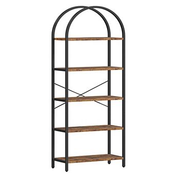 Arched Bookshelf - 5 tier Open Bookcase with Metal Frame
