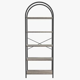 Arched Bookshelf - 5 tier Open Bookcase with Metal Frame