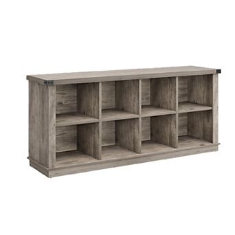8-Cube Organizer Bookcase - Low Farmhouse Storage Shelf Rustic