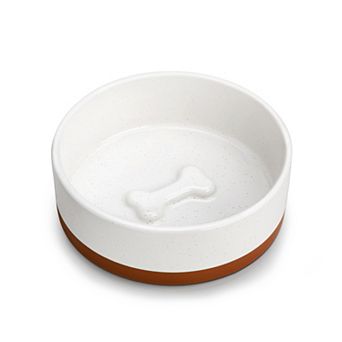 1 pc Stoneware Food Bowl for Dogs and Cats, Sesame Glaze, Two-Tone