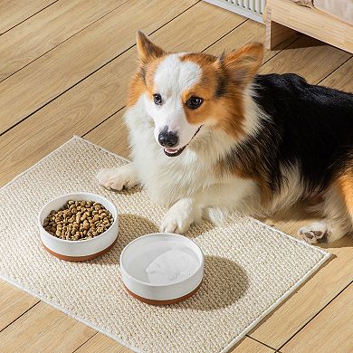 1-piece Stoneware Food Bowl for Dogs and Cats, Sesame Glaze, Two-Tone