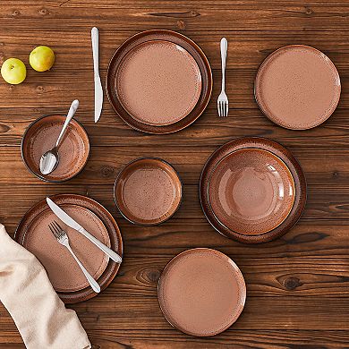 16-piece Stoneware Dinner Service, with Dinner plates, Dessert Plates, Soup Plates, Bowl for 4