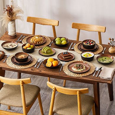 16-piece Stoneware Dinner Service, with Dinner plates, Dessert Plates, Soup Plates, Bowl for 4