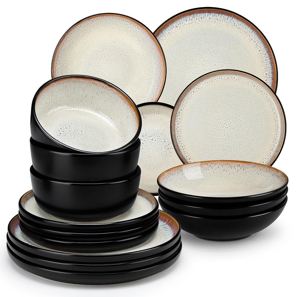 16-piece Stoneware Dinner Service, with Dinner plates, Dessert Plates ...
