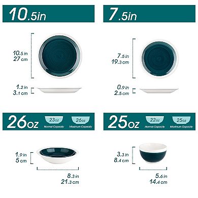 16-piece Stoneware Dinnerware Set, incl. Dinner Plates, Dessert Plates, Soup Plates, Bowls, for 4