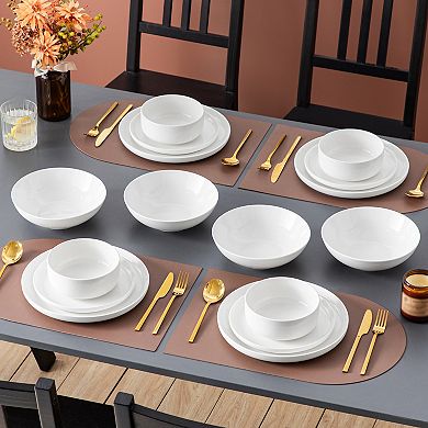 16-pcs Porcelain Dining Set for 4, incl. Dinner Plates, Dessert Plates, Soup Plates, Bowls