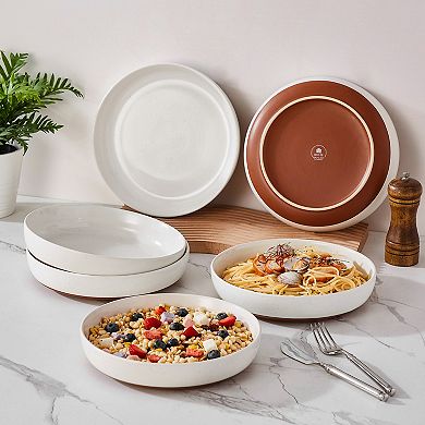 6-piece Stoneware Pasta Plate Set, Multipurpose Bowl for Soup, Ramen, Salad