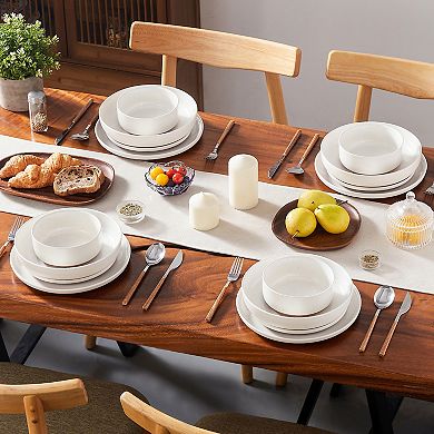 16-pcs Stoneware Dining Set for 4, incl. Dinner Plates, Dessert Plates, Soup Plates, Bowls