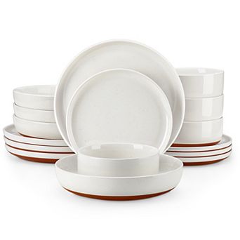 16 pc Stoneware Dining Set for 4, incl. Dinner Plates, Dessert Plates, Soup Plates, Bowls