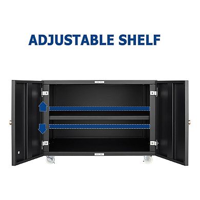 Metal Printer Stand with Storage, Heavy Duty 3D Printer Cabinet on Wheels for Home Office