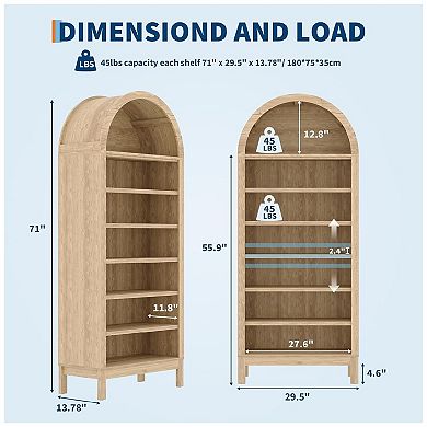 Arched Shoe Storage Cabinet for Entryway, 7 Tier Wood Shoe Organizer with Adjustable Shelves