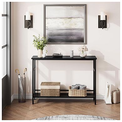 2 Tier Entryway Table, Console Tables with Storage, Rustic Sofa Table with Adjustable Shelf