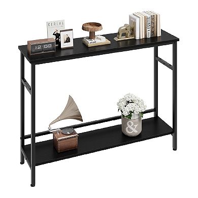 2 Tier Entryway Table, Console Tables with Storage, Rustic Sofa Table with Adjustable Shelf