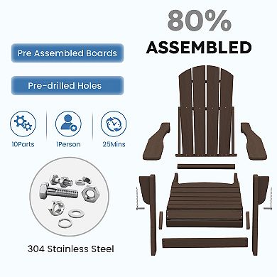 All-Weather Foldable Adirondack Chair/ HDPE Outdoor Folding Patio Chair