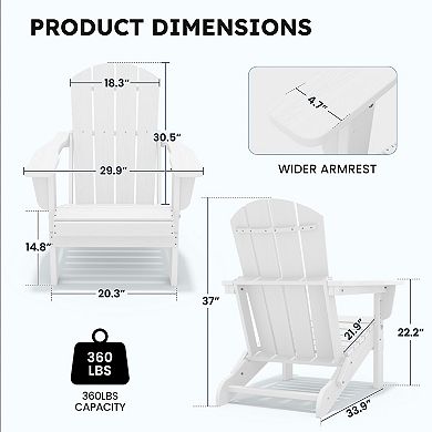 All-Weather Foldable Adirondack Chair/ HDPE Outdoor Folding Patio Chair