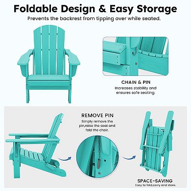 All-Weather Foldable Adirondack Chair/ HDPE Outdoor Folding Patio Chair
