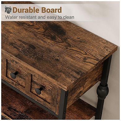 Long 53" Console Sofa Table with 3 Drawers, Entryway Table with 3-Tier Storage Shelves